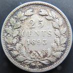 25 Cent 1893, Verzenden, Zilver, 25 cent, Koningin Wilhelmina