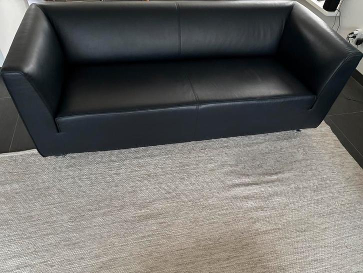 Gelderland 4800 2,5 zits in diepblauw leer, Huis en Inrichting, Banken | Bankstellen, Gebruikt, Tweepersoons, 150 tot 200 cm, 75 tot 100 cm