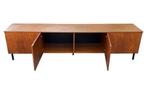Vintage Dressoir XL Tv Meubel Jaren 60 Design Teak Fineer, Vintage, Zo goed als nieuw, 200 cm of meer, Metaal