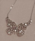 Diamanten vlinder ketting 80 diamantjes!nieuw! Inc.verzenden, Verzenden, Nieuw, Met edelsteen, Zilver