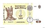 bankbiljet moldova 1 leu 2002 8 unc, Postzegels en Munten, Verzenden, Overige landen, Los biljet