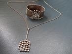 Design zilver, demi parure, ketting met hanger en armband, Met hanger, Gebruikt, Verzenden, Zilver