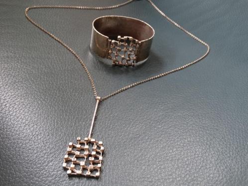 Design zilver, demi parure, ketting met hanger en armband, Sieraden, Tassen en Uiterlijk, Kettingen, Gebruikt, Zilver, Zilver
