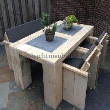 steigerhout Tuinset EXCLUSIVE Tafels - Stoelen - Bank  ACTIE beschikbaar voor biedingen