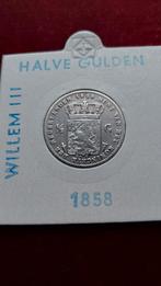 Halve Gulden 1858 - Koning Willem III - Zilver, Postzegels en Munten, ½ gulden, Koning Willem III, Zilver, Ophalen of Verzenden