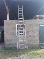 2 delige vintage oude houten ladder, Doe-het-zelf en Verbouw, Ladder, Gebruikt, 4 meter of meer, Ophalen