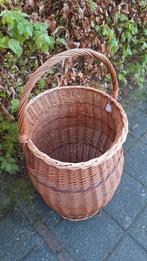 Grote rieten rotan gevlochten mand, korf met hengsel, Gebruikt, Mand, Vintage, Rond