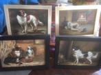 Lotje van 4 schilderijtjes van  honden en poesjes, Ophalen of Verzenden