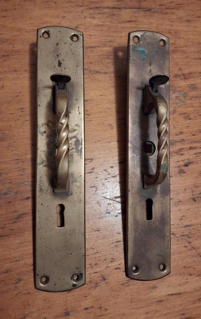 Antiek Victoriaans koperen deurbeslag/vv duimgrendels/1900., Doe-het-zelf en Verbouw, Hang- en Sluitwerk, Klink of Kruk, Koper of Messing