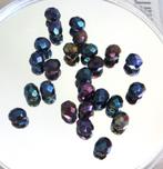 Vintage Boheems facet AB glaskralen Iris Blue / 1709, Ophalen of Verzenden, Nieuw, Kraal