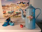 Blauwe Franse Koffiepot met Bloemen, Antiek en Kunst, Ophalen of Verzenden