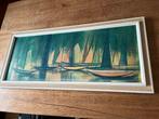 William Rutledge Boats in Blues and Greens 83x37,5 x1,5 cm, Ophalen