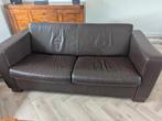 Leren bank 2,5-zits 180 cm – donkerbruin, stevig leer, Ophalen, Gebruikt, 150 tot 200 cm, Driepersoons