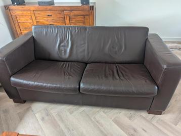 Leren bank 2,5-zits 180 cm – donkerbruin, stevig leer beschikbaar voor biedingen