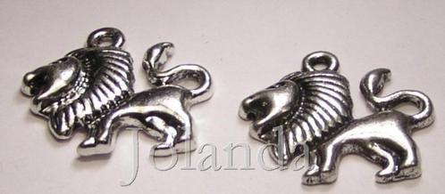 0850 Zilver Kleurige Metalen Leeuwen Bedels (25 mm), Sieraden, Tassen en Uiterlijk, Bedels, Nieuw, Overige merken, Zilver, 4 bedels of meer