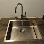RVS spoelbak met kraan en zeepdispenser, Ophalen, Gebruikt, 50 tot 100 cm, Minder dan 25 cm