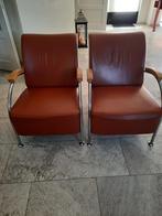 2 Fauteuils echt leer, Huis en Inrichting, Fauteuils, Ophalen, Gebruikt, 75 tot 100 cm, Fauteuil