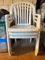 Tuinstoelen wit (3 stuks), Ophalen, Gebruikt, Plastic, Stapelbaar