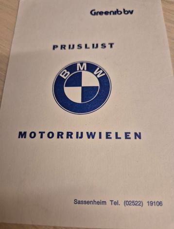 1977 Nederlands BMW motoren prijslijst izgst R60 R80 R100 beschikbaar voor biedingen