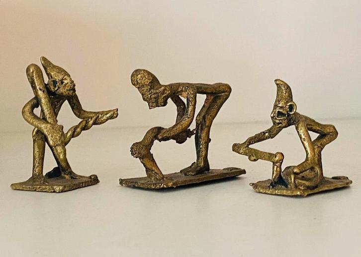 3 Vintage Afrikaanse “Goldweight” beeldjes., Verzamelen, Beelden en Beeldjes, Gebruikt, Mens, Ophalen of Verzenden