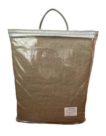100% linnen dekbedovertrek 240x220 met slopen Khaki beschikbaar voor biedingen