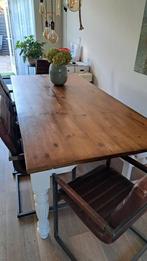 Grenen  eettafel met stoere poten 240x110, Ophalen, Gebruikt, 100 tot 150 cm, 200 cm of meer