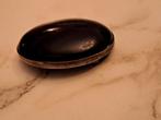 Mooie ovale zilveren broche met Onyx, 18 tot 19, Zwart, Ophalen of Verzenden, Zo goed als nieuw