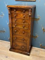 Antieke wellington ladekast met secretaire, Antiek en Kunst, Ophalen of Verzenden