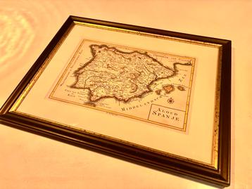 Besseling Kopergravure Aloud Spanje incl. Lijst Oude Kaart K beschikbaar voor biedingen