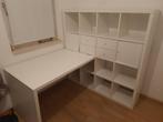 Ikea dubbele Kallax combinatiekast + bureaublad, Gebruikt, 70 tot 120 cm, Ophalen of Verzenden, 170 cm of meer