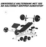 Complete fitness incl 100 kg gewichten, Sport en Fitness, Fitnessmaterialen, Ophalen of Verzenden, Zo goed als nieuw, Rug, Fitnessbank