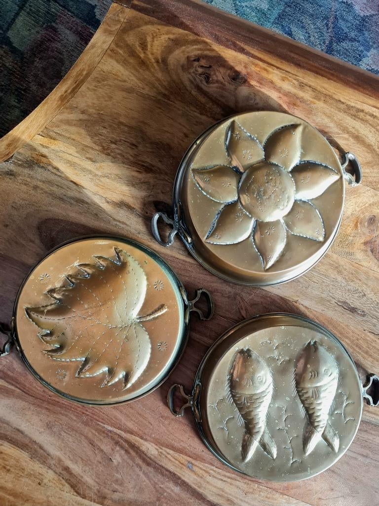 Antiek koperen puddingvormen, Ophalen of Verzenden