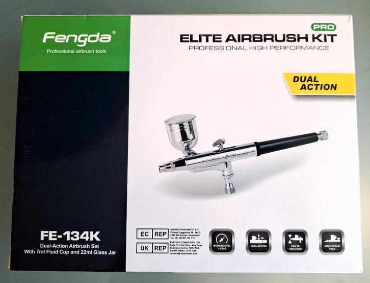 Fengda Elite Airbrush Kit Pro FE-134K Dual Action (nieuw), Hobby en Vrije tijd, Schilderen, Nieuw, Airbrush en Toebehoren, Ophalen