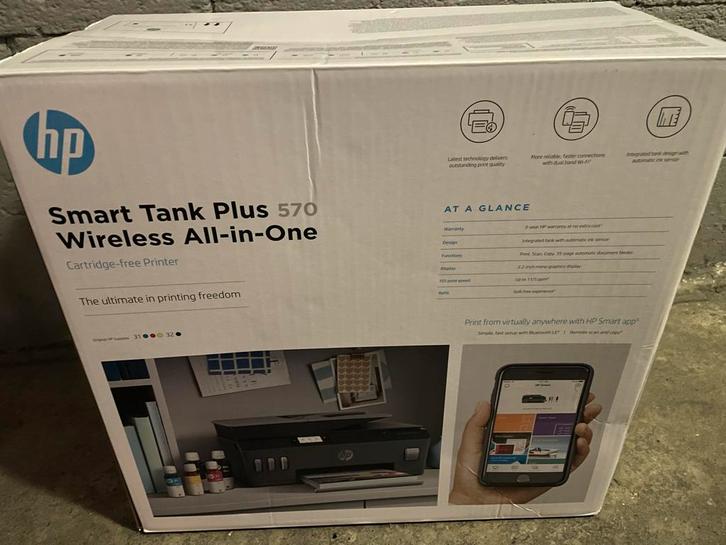 HP Smart Tank Plus 570 All-in-One Printer, Computers en Software, Printers, Nieuw, All-in-one, Inkjetprinter, Kleur printen, Draadloos
