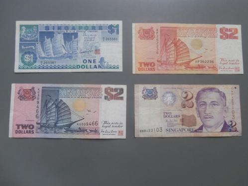 Bank Biljetten Singapore 1987 -1990 -1992 -1999, Postzegels en Munten, Bankbiljetten | Azië, Setje, Zuidoost-Azië, Verzenden