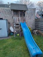Houten speelhuisje met glijbaan Blue Rabbit, Ophalen, Gebruikt, Hout
