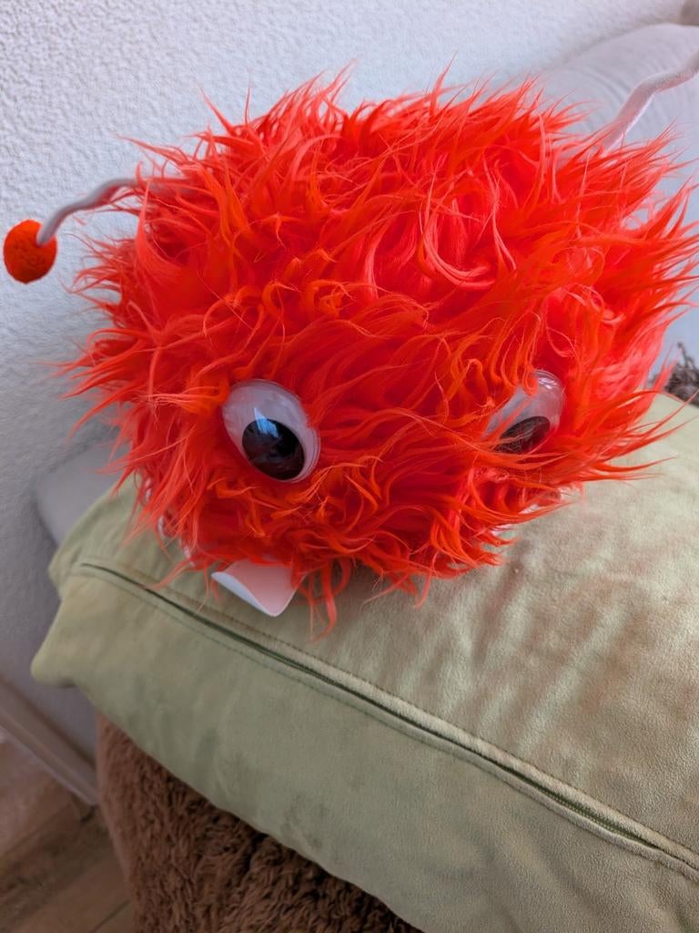 Leuke oranje Wuppie pluizige knuffel met grote ogen, Oranje, Overige merken, Overige karakters, Overige typen