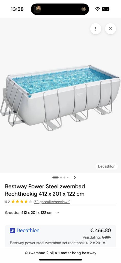 4x2x1 meter met nieuwe  zandfilterpomp, Tuin en Terras, Zwembaden, Gebruikt, 200 tot 300 cm, 80 tot 120 cm, Ophalen of Verzenden