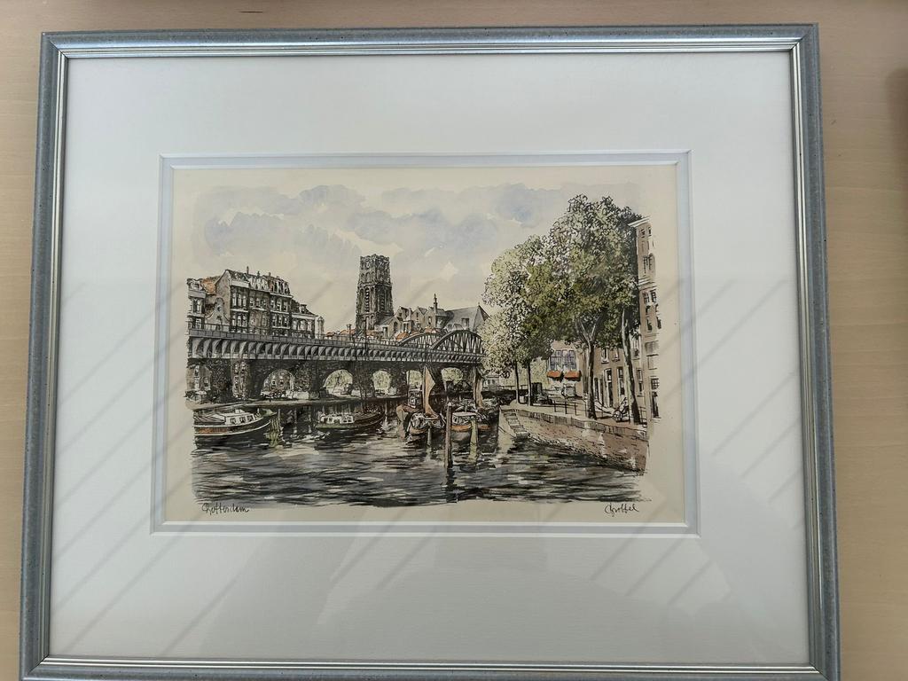 Schilderij - Brobbel - pentekening - 31x22, Antiek en Kunst, Kunst | Etsen en Gravures, Ophalen
