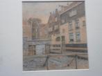 Mazereeuw, Kleine aquarel v/e Huizenrijtje, Antiek en Kunst, Kunst | Schilderijen | Klassiek, Ophalen