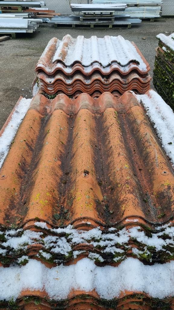 Vezelcement golfplaten ( 417 ), Ophalen, Gebruikt, Steen of Klei, Zwart