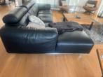 Zwart, leren bank, Ophalen, 250 tot 300 cm, Hoekbank, Driepersoons