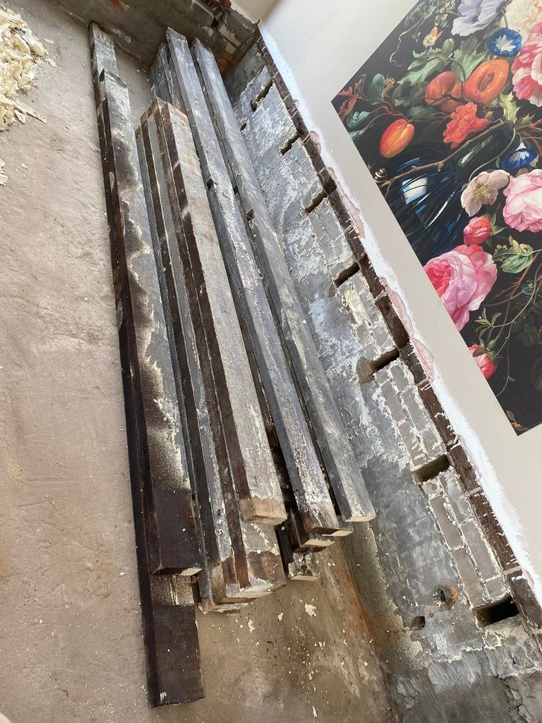 Partij 23 stuks houten balken 15,5x5,5cm en 17x6,5cm, Doe-het-zelf en Verbouw, Metalen, Ophalen of Verzenden, Zo goed als nieuw