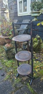 Oude houten serveer standaard plateau inklapbaar, Antiek en Kunst, Ophalen of Verzenden