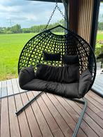 Stabiele tweepersoons hangstoel schommelstoel antraciet, Tuin en Terras, Tuinstoelen, Ophalen, Zo goed als nieuw, Aluminium