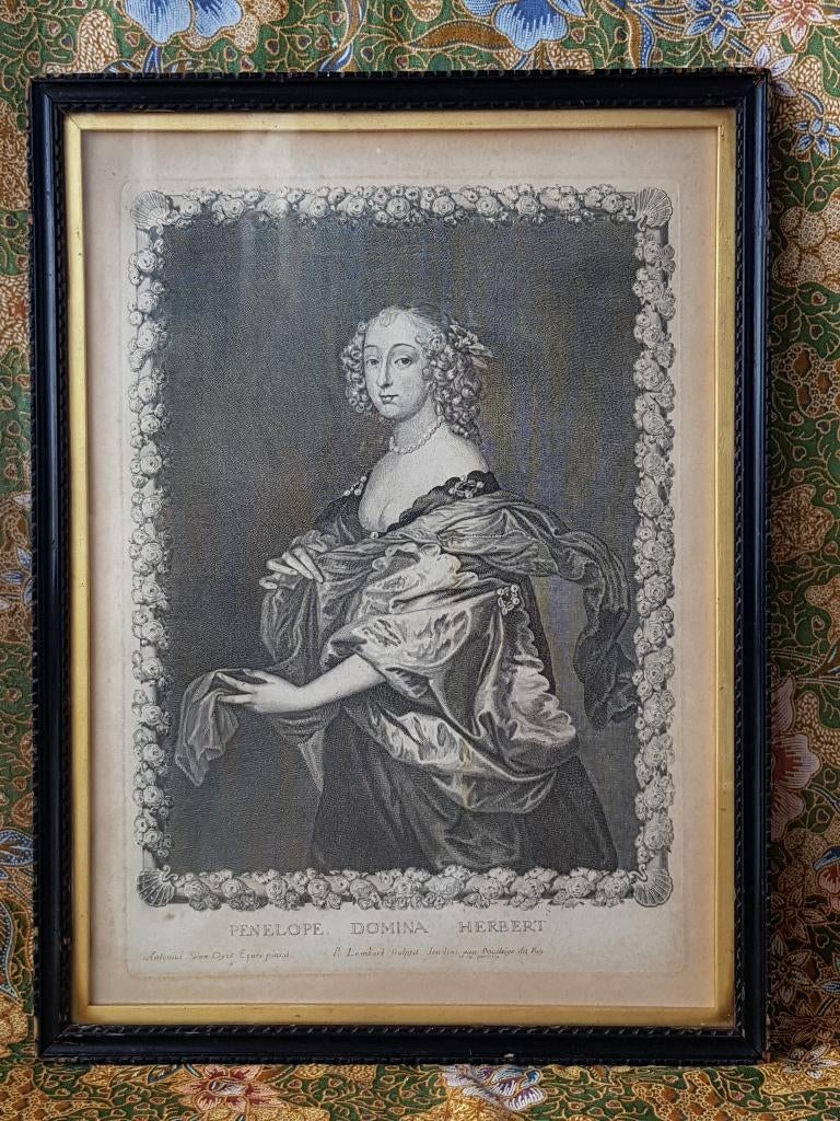 Prachtige antieke ingelijste gravure uit Frankrijk 43,2 cm., Antiek en Kunst, Ingelijst, 1800 - 1899, Portret, Ophalen of Verzenden