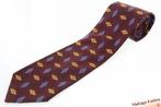 Zijden stropdas Rocco Barocco donker aubergine met patroon, Overige kleuren, Ophalen of Verzenden, Zo goed als nieuw, Rocco Barocco
