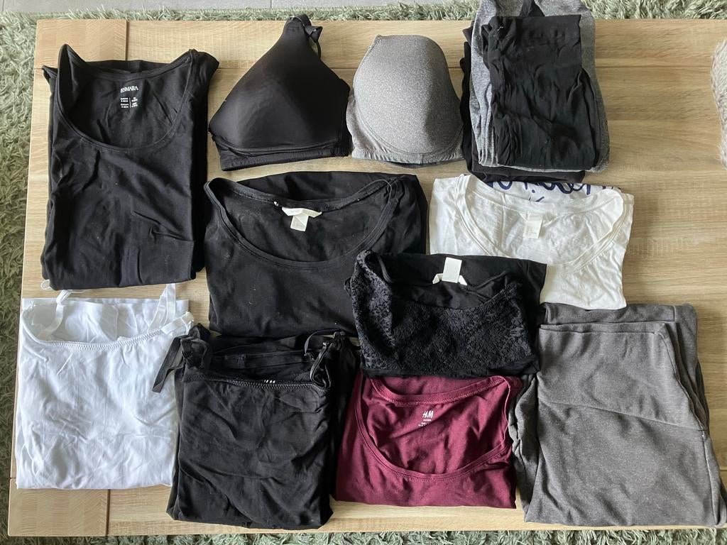 Grote kledingbundel: tops, bh's en leggings, Ophalen of Verzenden, Gedragen, Zwart, Overige typen