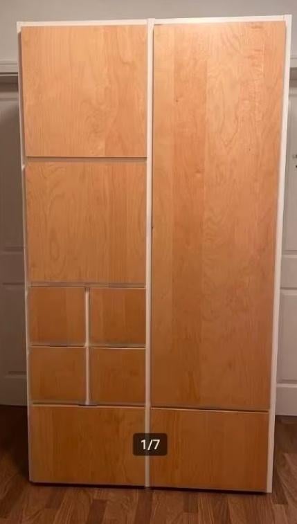 Oersterke Ikea Rakke/Visthus kledingkast hout/wit, Huis en Inrichting, Kasten | Kledingkasten, Met deur(en), Gebruikt, 100 tot 150 cm