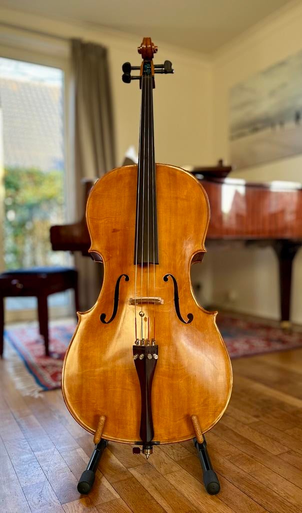 prachtige 4/4 atelier cello - haselfichte, Ophalen of Verzenden, Zo goed als nieuw, 4/4-cello, Met koffer